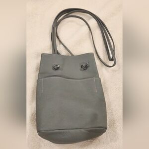 Elegant Gray Leather Crossbody Bag